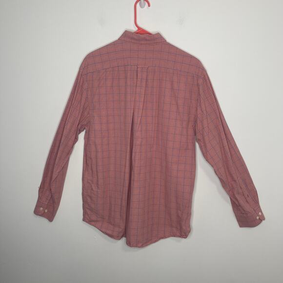 Izod shirt men's size large button down up red blue stripe striped plaid classic - Picture 5 of 12